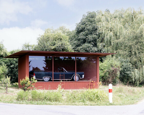ronan and erwan bouroullec designed ceramics, glass shelter for lincoln continental sculpture