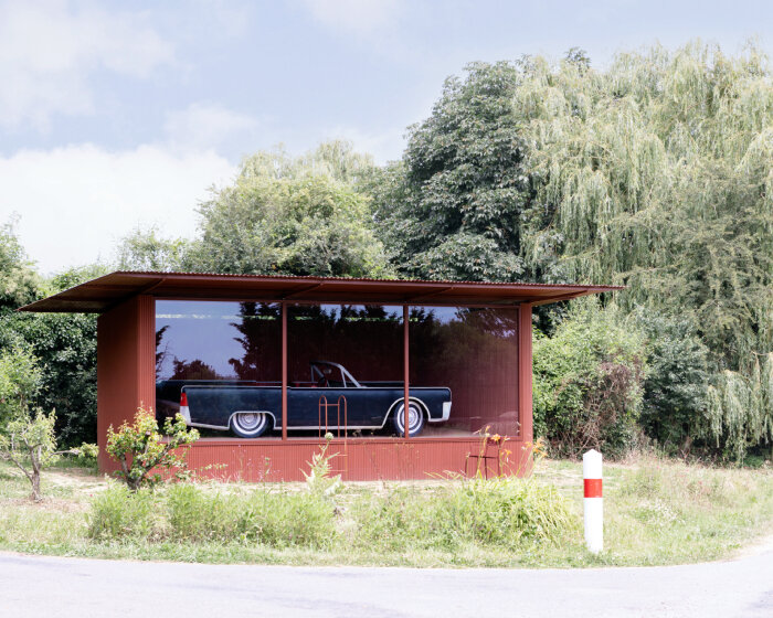 ronan and erwan bouroullec designed ceramics, glass shelter for lincoln continental sculpture
