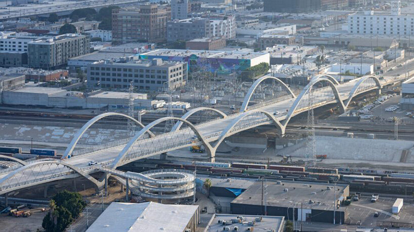 michael maltzan's gracefully arching viaduct dances as 'ribbon of light' through LA