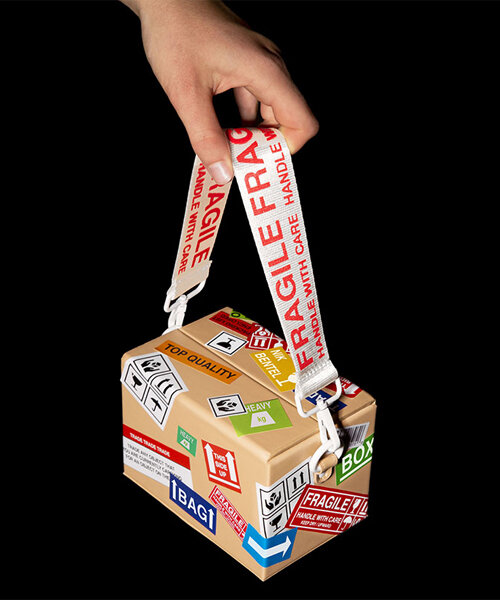 nik bentel designs limited-edition handbag inspired by cardboard shipping boxes