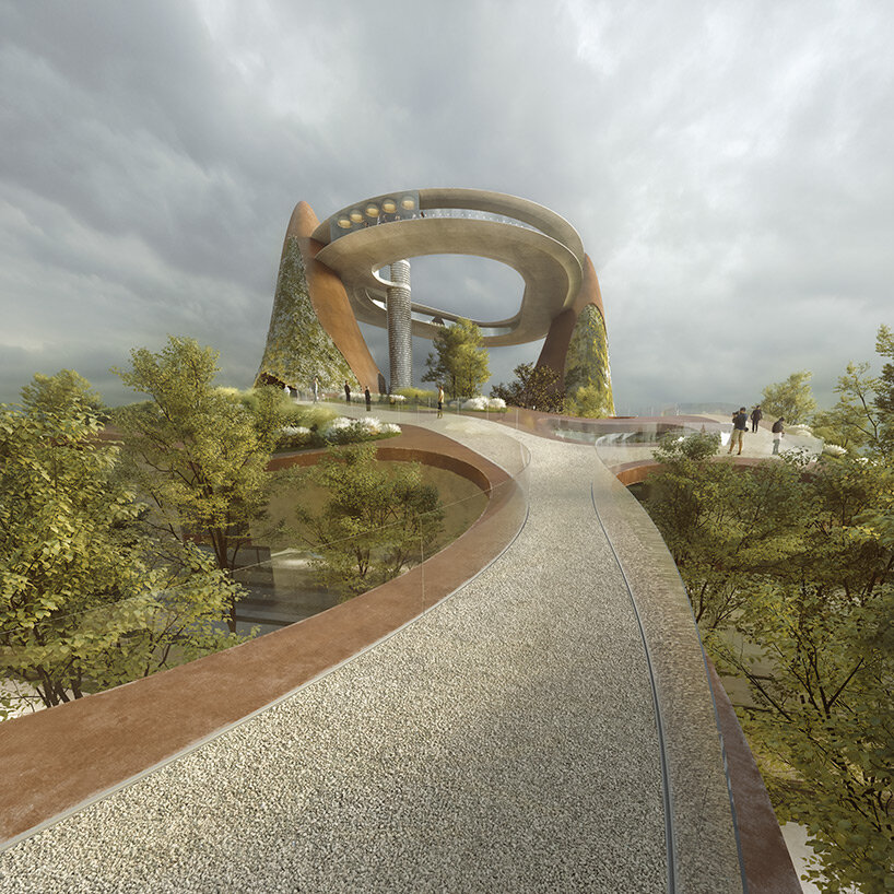 noa* tops library concept in milan with organic roof ring + blossoming park