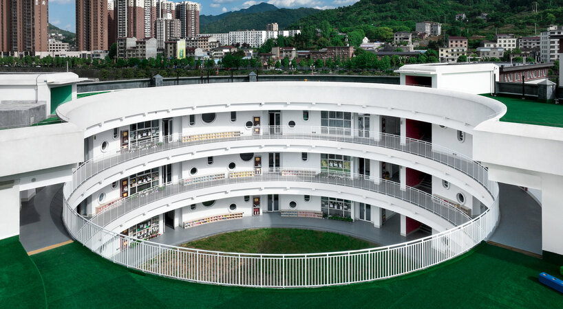 shaped like an infinity symbol, the 'pingli no.3 kindergarten' fosters endless exploration