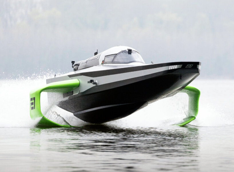 all-electric ‘racebird’ is a flying racing boat with cooling and hydrofoil technology