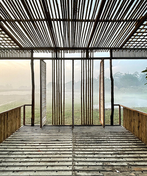 made of wood + bamboo, this restaurant pavilion in bangladesh adapts to monsoon season
