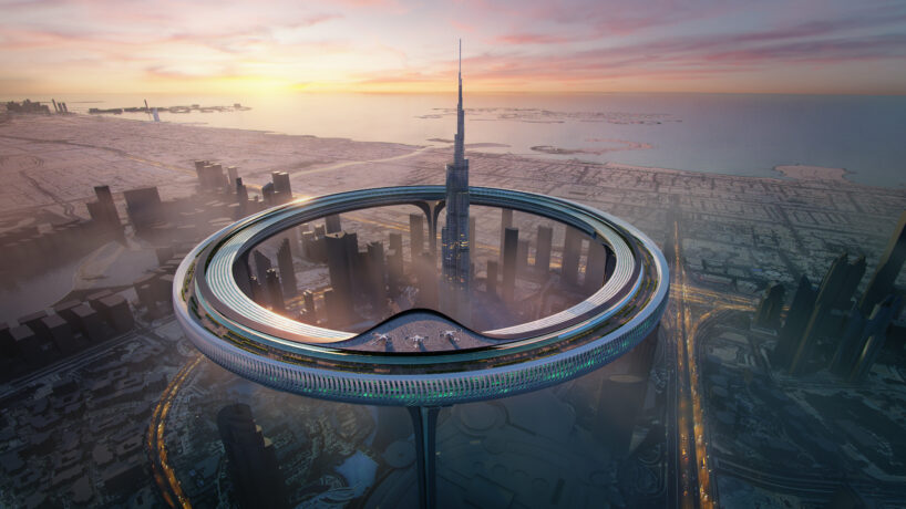 dubai architects envision floating metropolis ‘downtown circle’ around burj khalifa