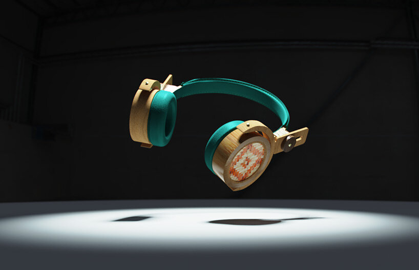 this bamboo headphones concept merges traditional indian craftsmanship and sustainability