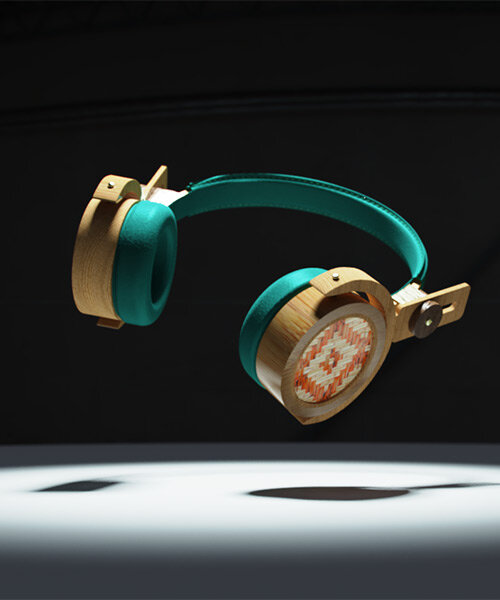 this bamboo headphones concept merges traditional indian craftsmanship and sustainability