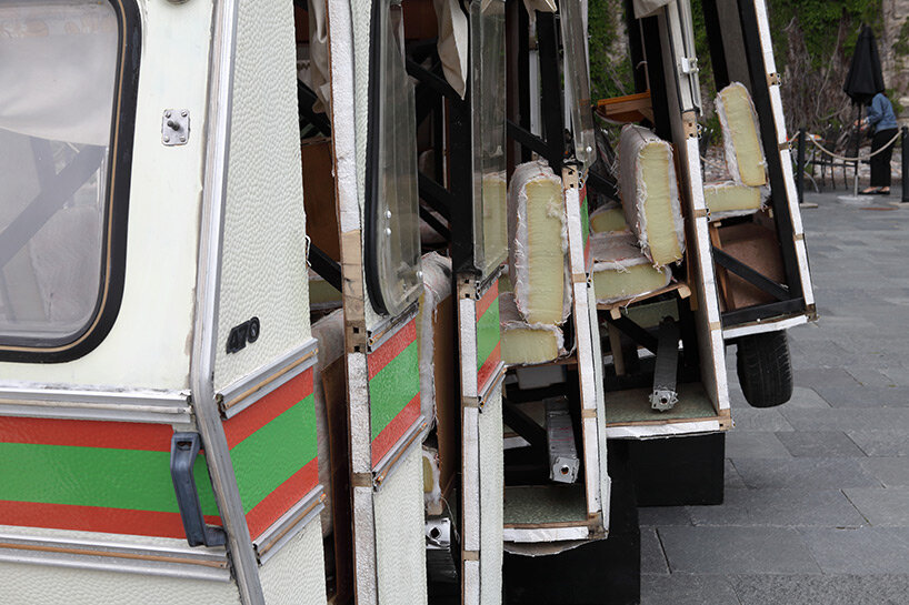 baptiste debombourg's sliced-up caravan oscillates between demolition and transformation