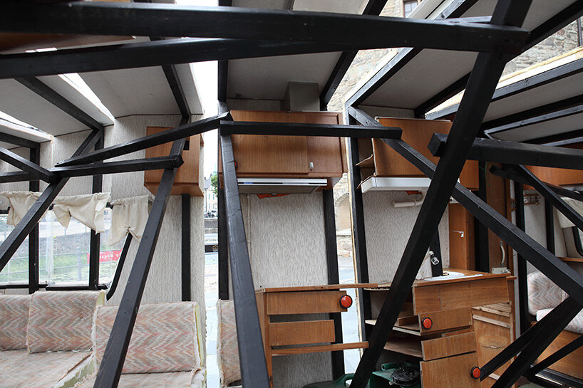 baptiste debombourg's sliced-up caravan oscillates between demolition and transformation