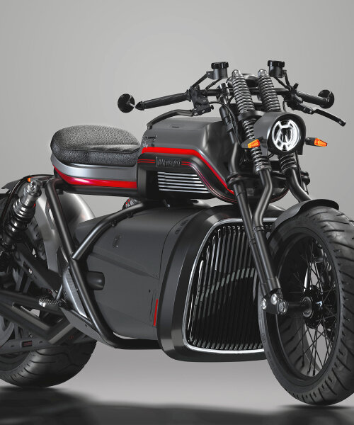 sleek concept electric motorcycle WAYRA EV-03 features spacious storage & light burst