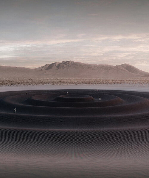 conceptual nuclear bombing memorial in nevada desert symbolizes waves of destruction