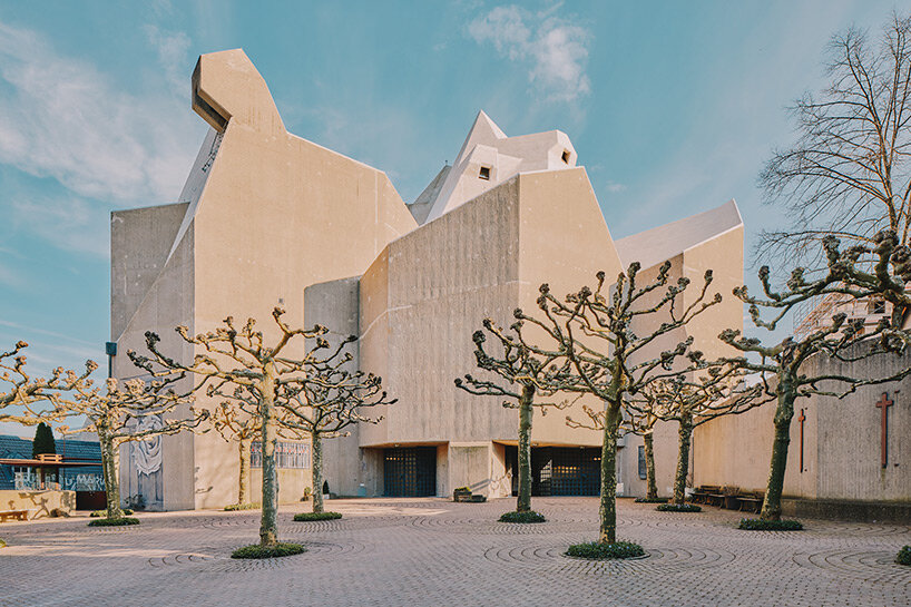 david altrath captures the brutalist 'mariendom' church with a crystalline roof in neviges, germany
