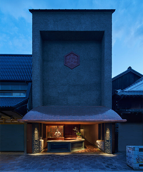 deep eaves with copper shingles protect toru shimokawa's japanese mochi shop from rain