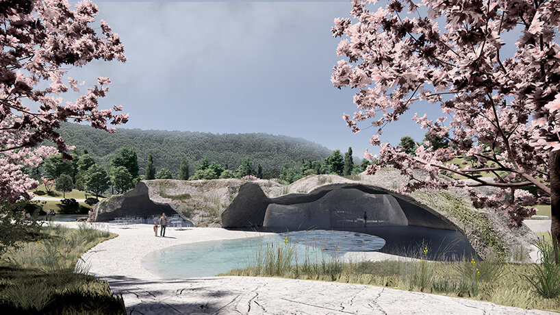 ensamble studio builds prototype for its earth-inspired museum proposal in south korea