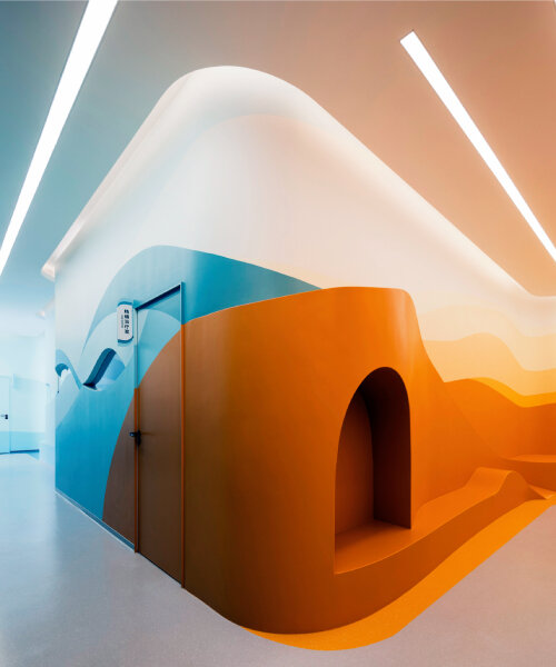 soothing colors and sweeping designs paint the pediatric medical center by UNStudio