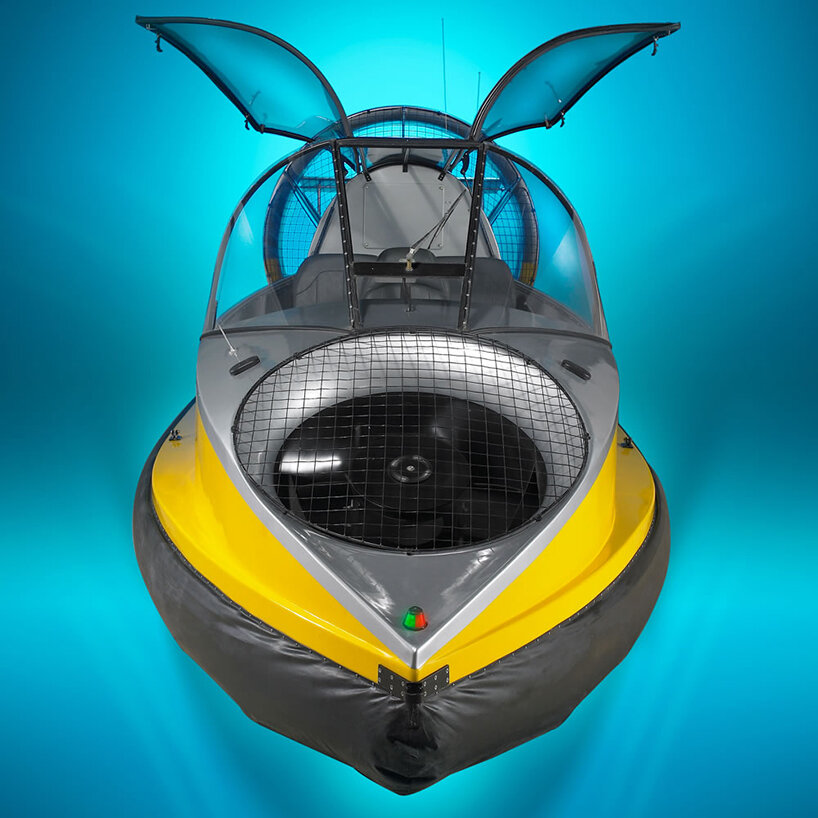 hammacher schlemmer's flying hovercraft can glide 6 meters above water at 113 km/h