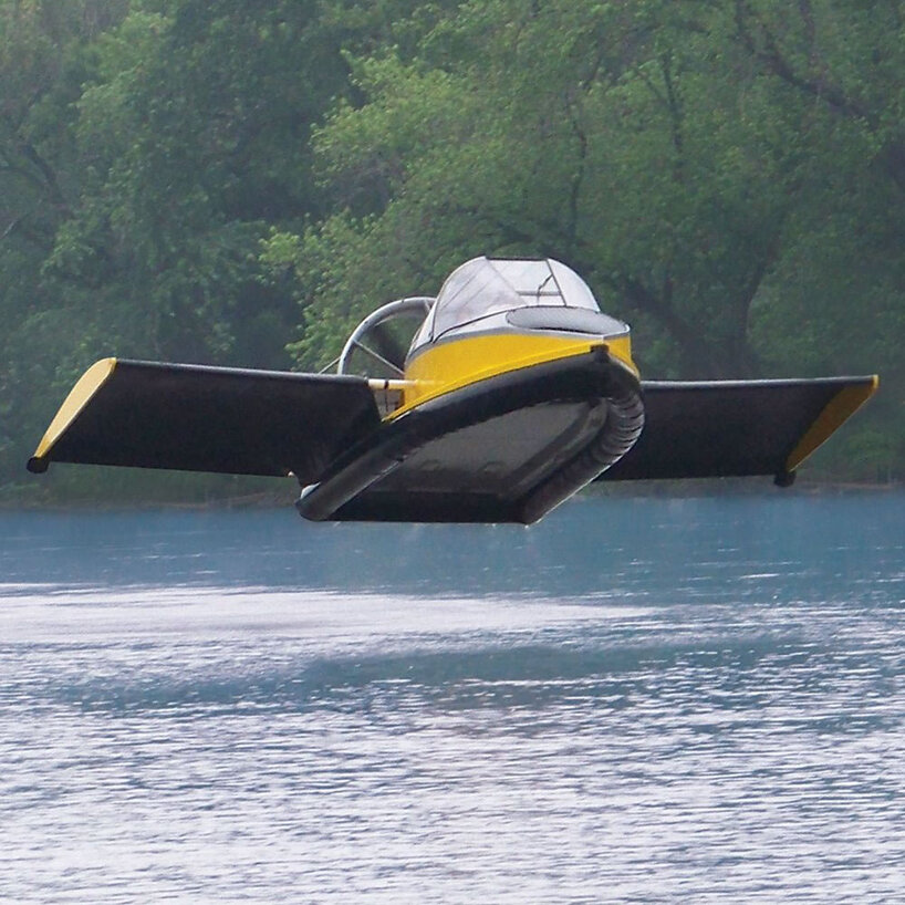 hammacher schlemmer's flying hovercraft can glide 6 meters above water at 113 km/h