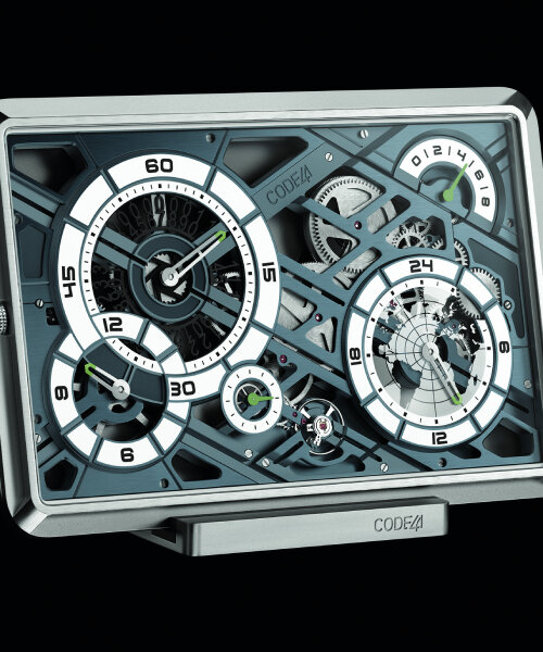 slim & titanium-cut pocket watch ‘mecascape’ by CODE41 shows clockwork mechanism
