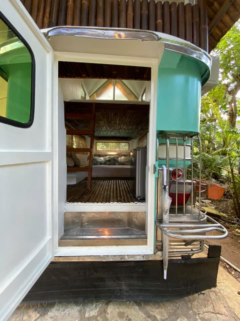 filipino designer converts old jeepney into two-story campervan home