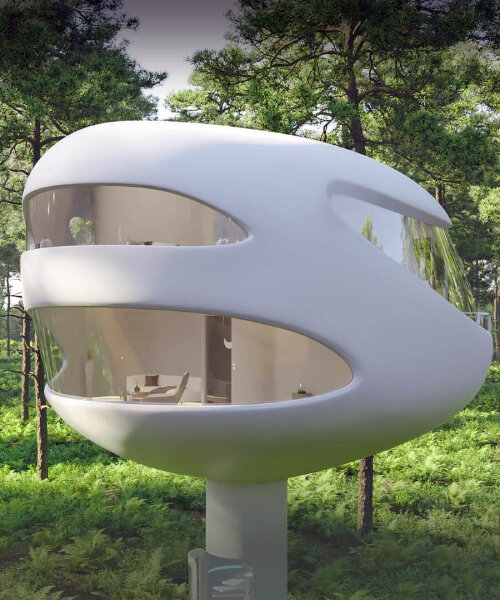 seashell-shaped floating pods offer deluxe residence in nature and on the sea