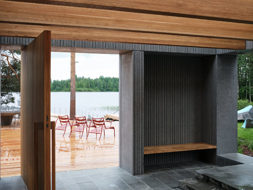 serlachius museums’ art sauna bonds concrete, stone, & wood for sauna culture in finland