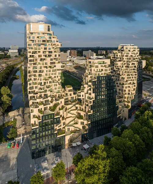 MVRDV completes the valley, a trio of 'crumbling' towers in amsterdam
