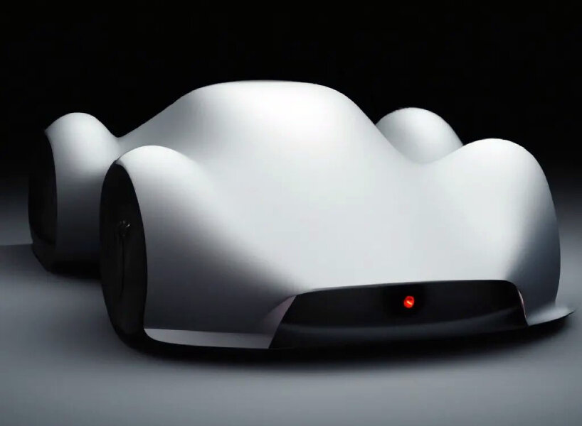 AI produced concept ‘apple car’ from description ‘minimalist sports car inspired by macbook’