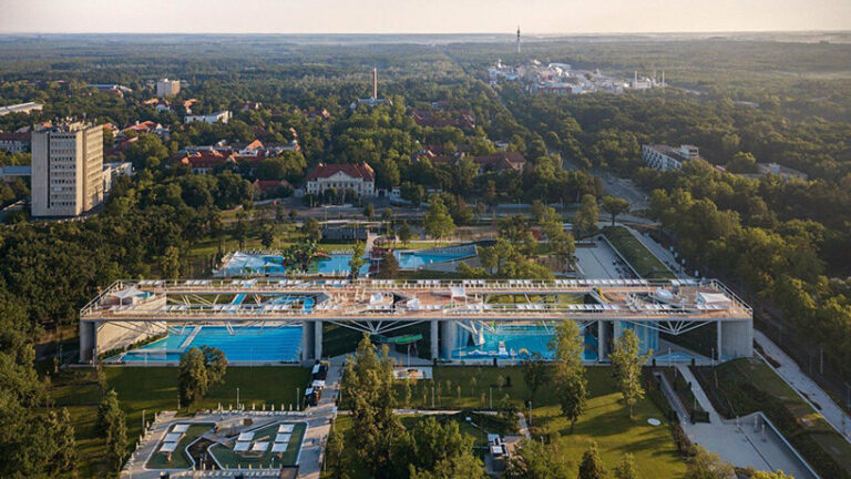 Hungary Pool Building geometric pools & plant-covered walls define BORD's aquaticum water ...