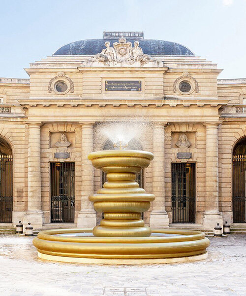bina baitel’s gilded inflatable fountain occupies historic courtyard at monnaie de paris  