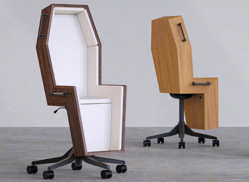 coffin shaped office chair design wants workers to sit there forever