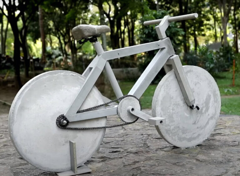 it took 2 months to construct this functional concrete bike from old ...