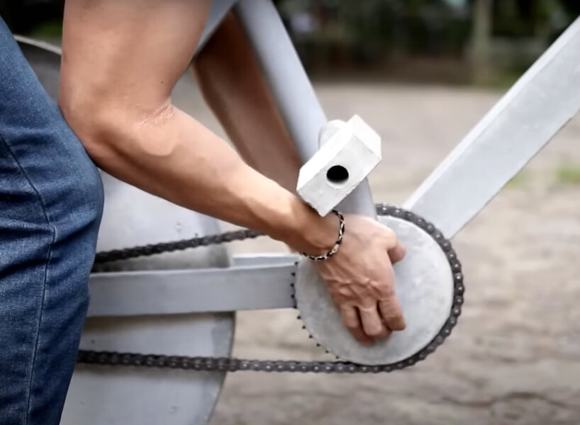 placing the chainring and the chain