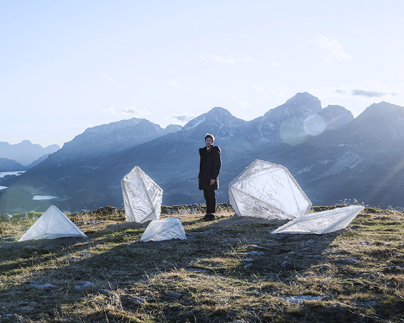 set in the swiss highlands, douglas mandry's sculptural installation explores the melting of glaciers
