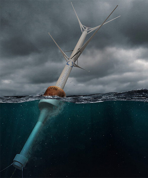 floating contra-rotating wind turbine delivers twice the energy of today's largest turbines