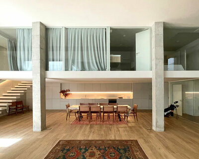 frame studio introduces 'floating glass box' within renovated residence in spain