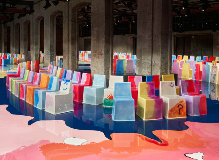 gaetano pesce individually designs 400 chairs dipped in colored resins ...