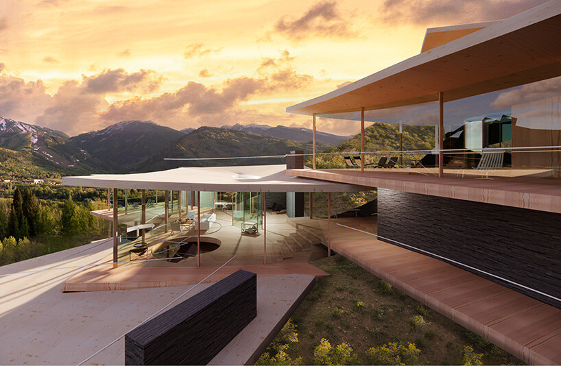 interview: NO ARCHITECTURE embeds five interlocking pavilions into aspen's panorama