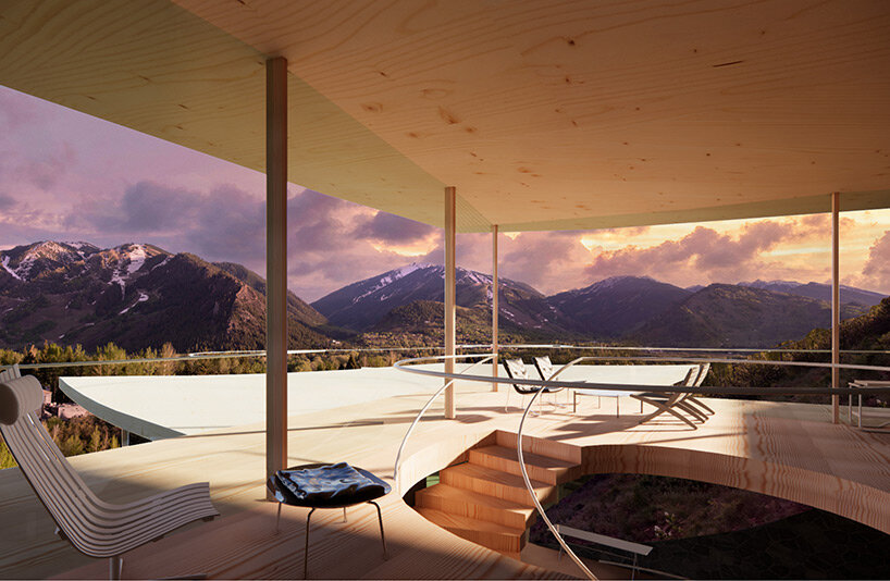 interview: NO ARCHITECTURE embeds five interlocking pavilions into aspen's panorama