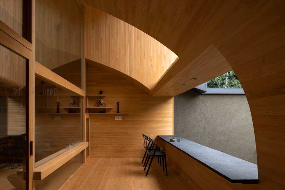lush gardens and cave-like timber interiors characterize mega's weekend house in kyoto