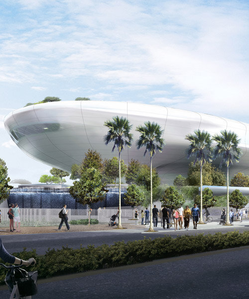 fluid facade of MAD architects' lucas museum is now being installed in los angeles