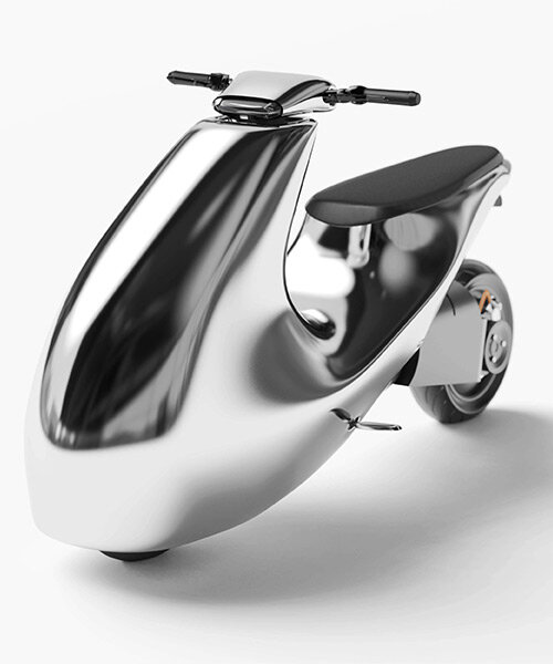 inspired by a falling meteor, bandit9's retrofuturistic e-scooter slips wittily through traffic