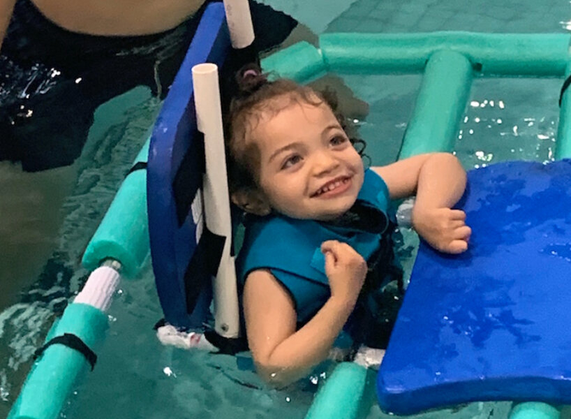 student invents pool float so kids with cerebral palsy can freely enjoy swimming