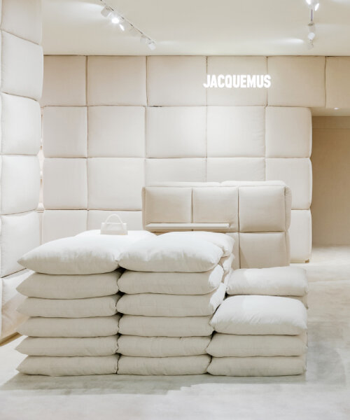 puffy, white pillows carpet AMO’s shop-in-shop boutique for jacquemus in paris