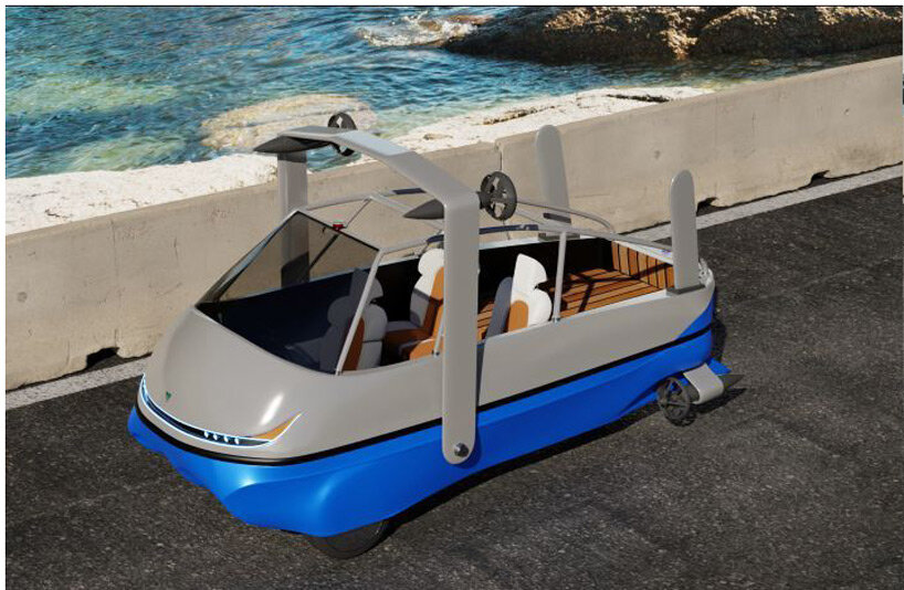 amphibious electric three-wheeler 'trident LS-1' optimizes efficiency on land and water