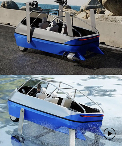 amphibious electric three-wheeler 'trident LS-1' optimizes efficiency on land and water