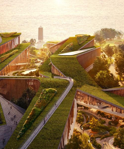 ole scheeren's wuliang winemaker's campus to become a folding landscape in china