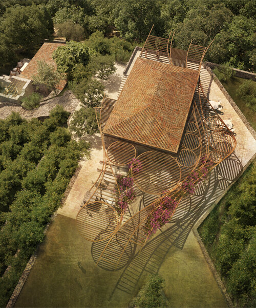 matteo cainer's proposed retreat in sicily reveals blooming pergola inspired by citrus groves