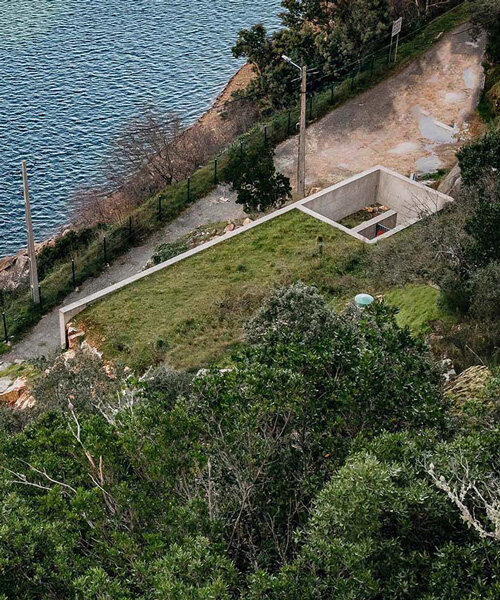 quartzite ridges nestle pedro geraldes’ concrete control center overlooking portuguese dam