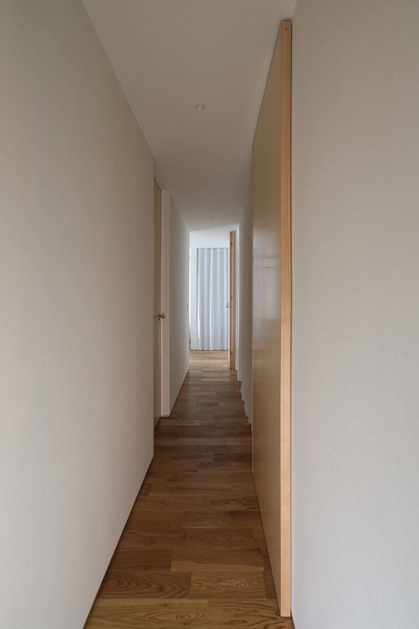 'house in tensui' emerges as a multi-layered wooden volume amid terraced fields in japan