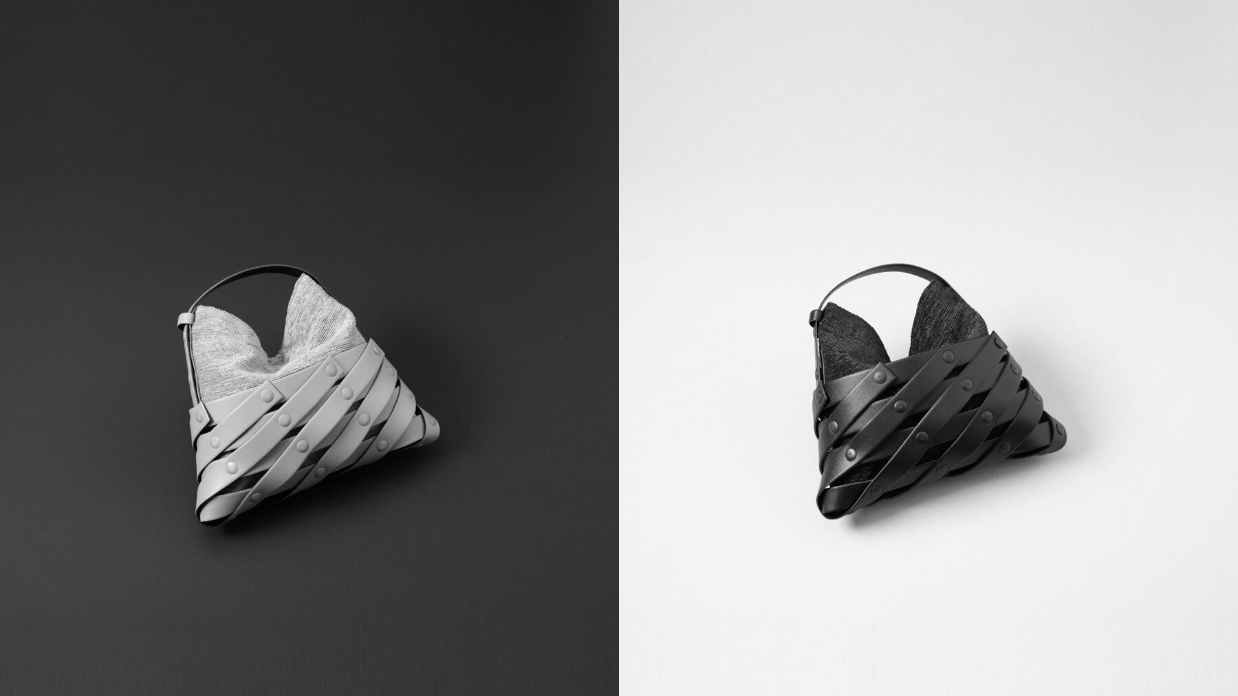 ISSEY MIYAKE's 'spiral grid' bags unfolds into mesh-like design